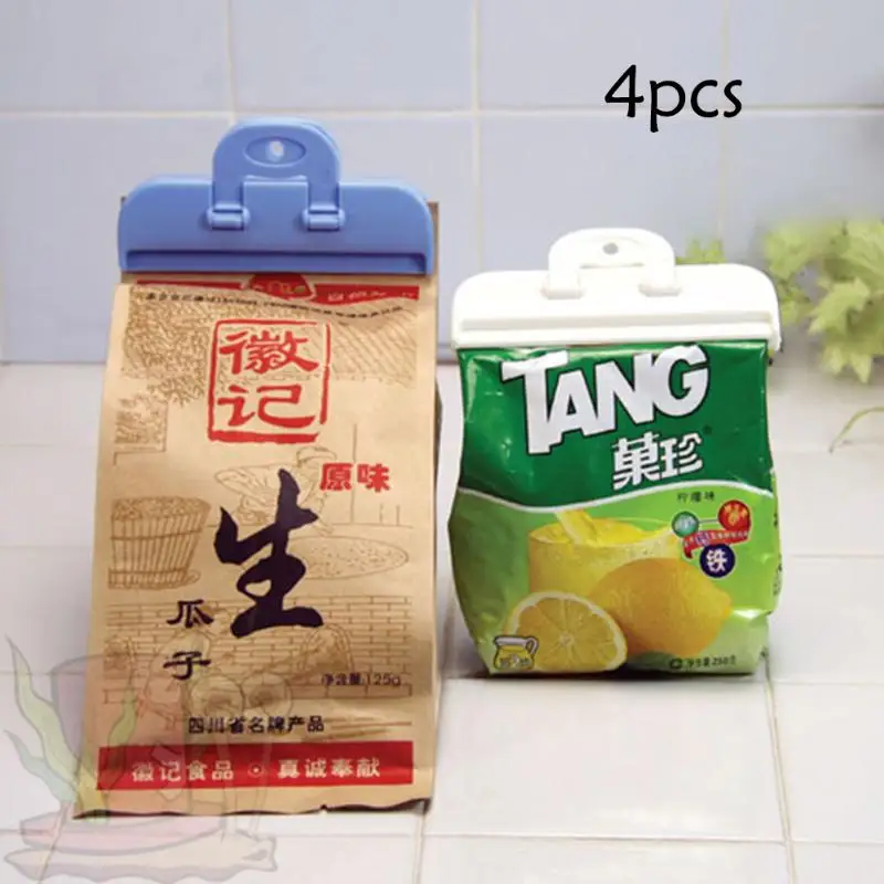 

4pcs Innovative Household Food Snack Storage Seal Sealing Bag Clips Insurance Sealer Clamp Food Bag Clips Kitchen Tool Supply