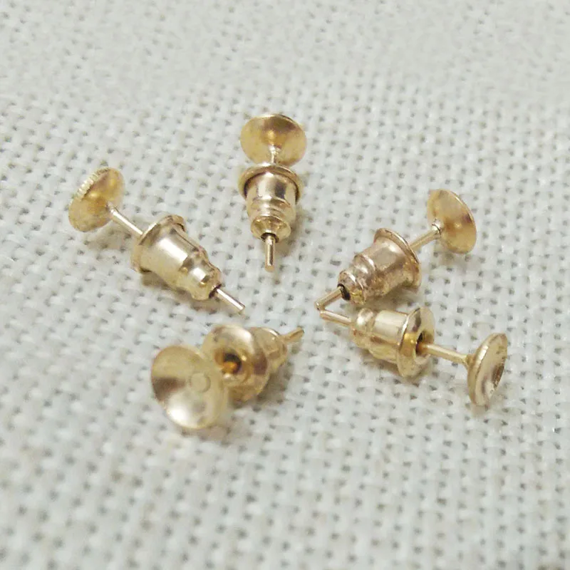 

30set Earrings blank base tray findings setting bowl w/Bullet back Stopper studs Pins Needles Posts Glue on Pad jewelry making