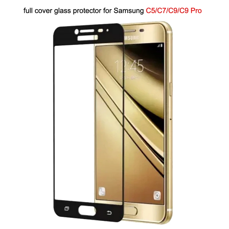 

Full Cover Screen Protection Tempered Glass for Samsung Galaxy C5 C5000 C7 C7000 C9 Pro C9000 9H Hardness Screen Protector Film