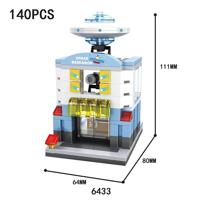 Строительные блоки мини-Модель "улица" магазин городской серии блоки детские фигурки игрушки развивающие кирпичные игрушки для детей рождественские подарки - Цвет: 140PCS Research Zone