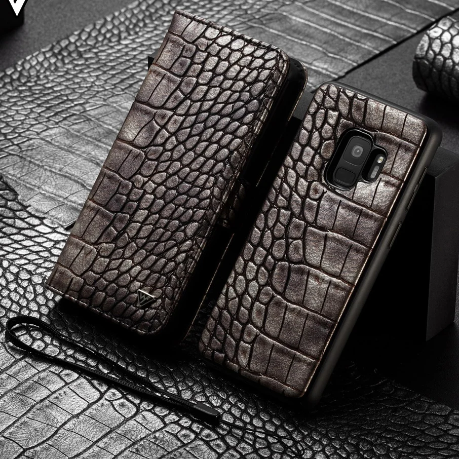 

Crocodile Patterned Leather Case For Samsung Galaxy S9 S9 Plus Removable Magnetic Back Cover Flip Phone Case For Samsung S9 Plus