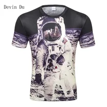 Space t-shirt for men/boy 3d tshirt funny print great Astronaut on the Moon summer tops tees creative t shirt  D-80