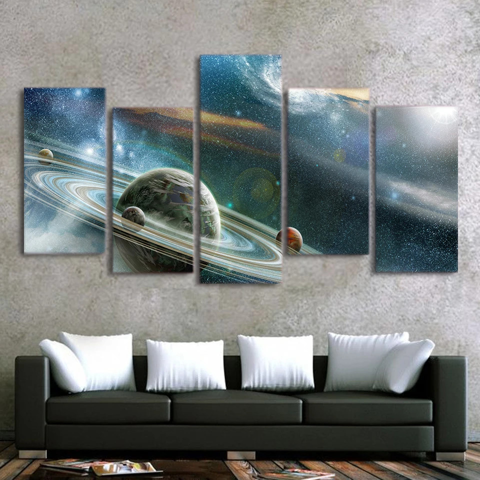 

Wall Art Poster Modern Home Decor Living Room 5 Pieces Abstract Galaxy Universe Canvas Print Painting Modular Pictures Framework