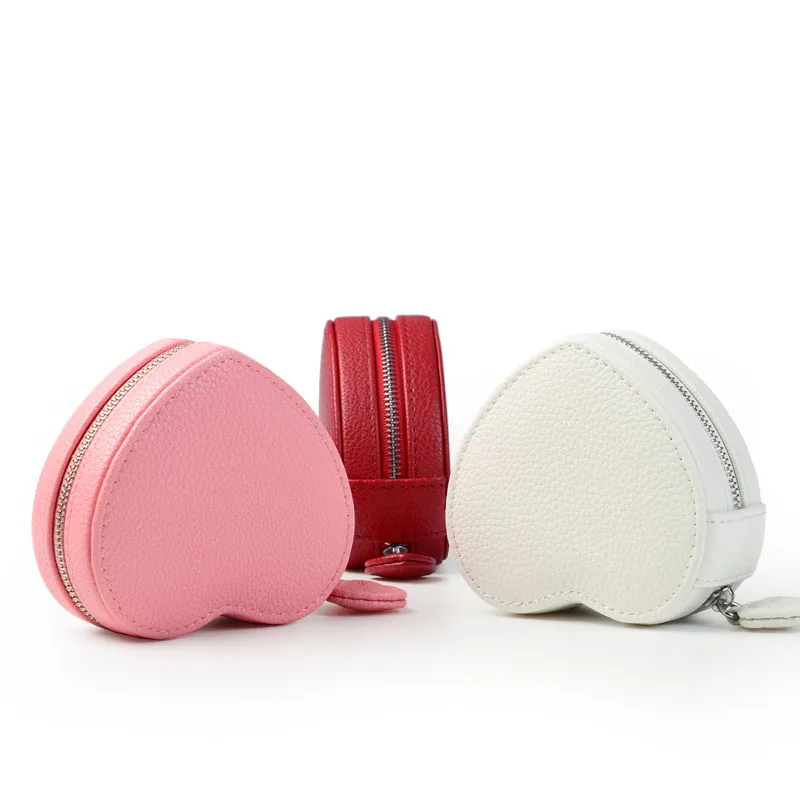 Oirlv Luxury Heart Shape Leather Jewelry Box With Zipper For Ring Earring Necklace Charms Bracelet Collection Gift Box Packaging Jewelry Packaging