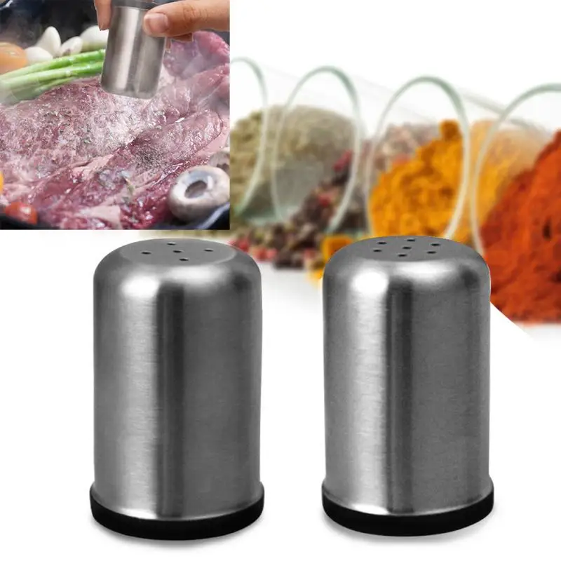 

Stainless Steel Spice Jar Dredge Salt Sugar Spice Pepper Shaker Seasoning Multi-purpose Kitchen Tool