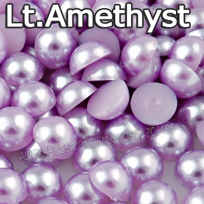 

Lt.Amethyst Purple Half Round bead Mix Sizes 2mm 3mm 4mm 5mm 6mm 8 12mm imitation ABS Flat back Pearls for DIY Nail Accessory