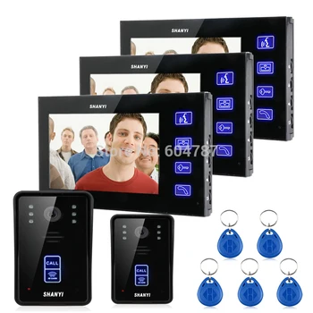 

7" Color Monitor Touch Key Video Door Phone Doorbell Intercom System IR Camera 2V3