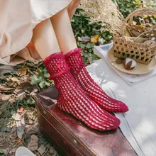 Летние сетчатые носки полые кружевные тонкие вязаные носки для женщин женские длинные Веселые носки свободные женские платья чулочно-носочные изделия уличные