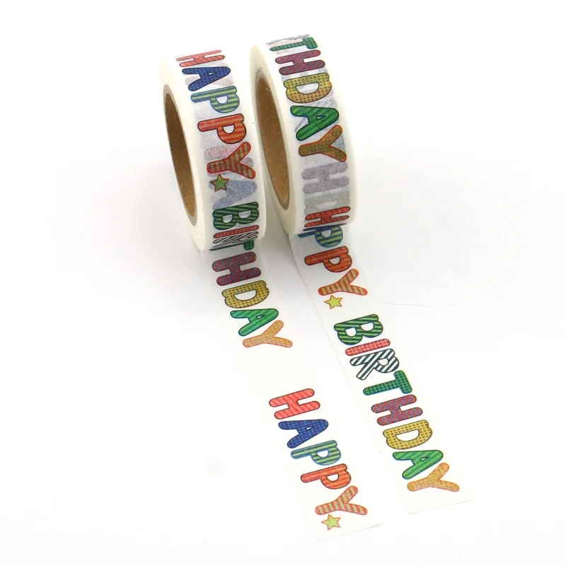 

2PCS/lot NEW! Decor HAPPY BIRTHDAY Washi Tapes Mask Paper DIY Scrapbooking Adhesive Sticky Tape 1.5cm*10m School Office Supply