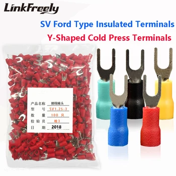 

500pcs SV5.5-8 SV3.5 SV5.5 SV1.25 SV2 Fork Insulated Electrical Wire Terminal Connector Faston Cable Crimp Spade Terminals