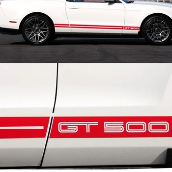 

Automobile 2pcs Car Racing Dual Stripe Lower Door Panel Decal for Mustang Side Sticker car styling