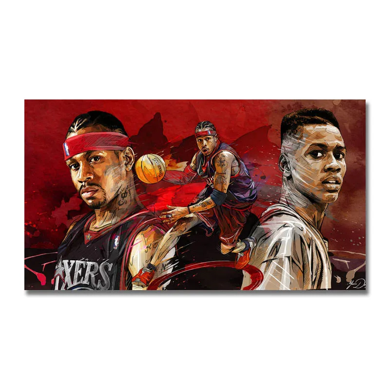 Art Silk Or Canvas Print ALLEN-IVERSON Basketball Star Poster 13x24 24x43 inch For Room Decor Decoration-002 Art Silk Or Canvas Print ALLEN-IVERSON Basketball Star Poster 13x24 24x43 inch For Room Decor Decoration-002