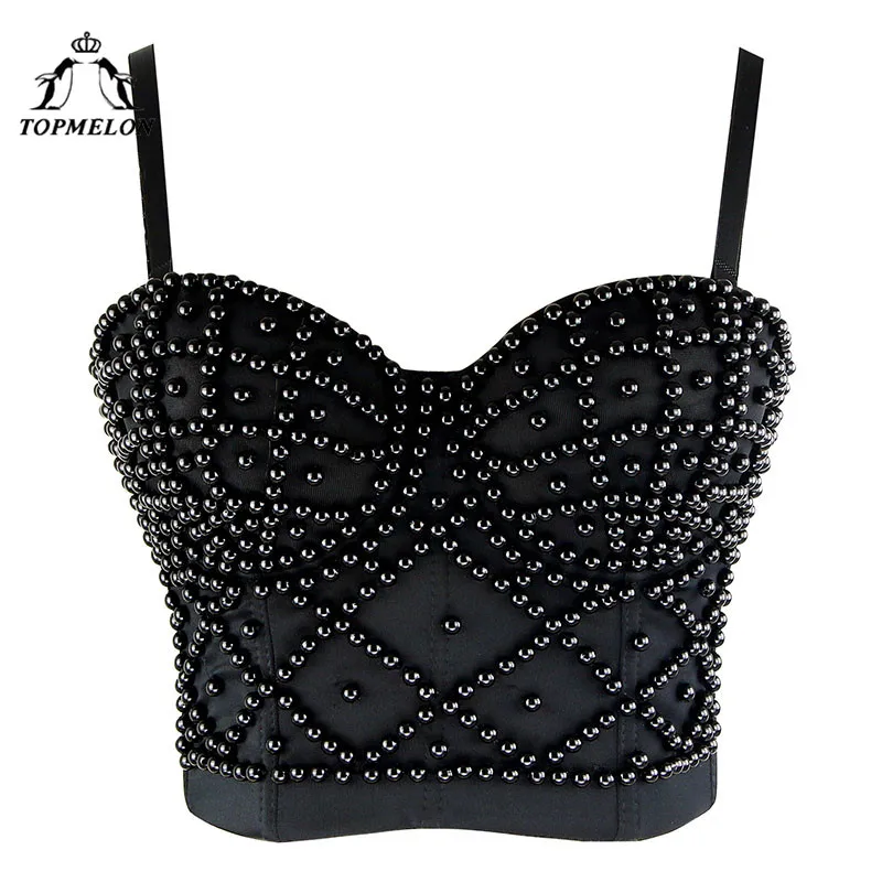 

TOPMELON Sexy Tops Steampunk Corset Bustier Corselet Gothic Corset Women Slimming Shapewear Beading Party Shows Club Crop Vest