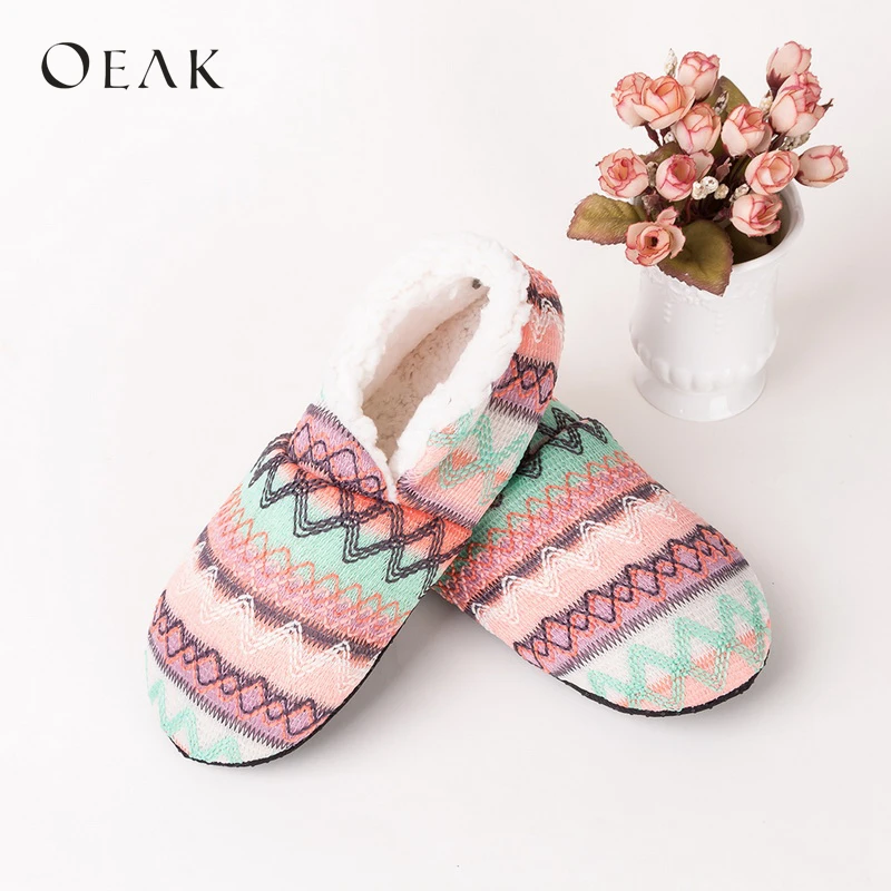 

Oeak Women Winter Indoor Slippers Home Slippers Bedroom Soft Bottom Thermal Warm Non-slip Adult Slippers Fashion