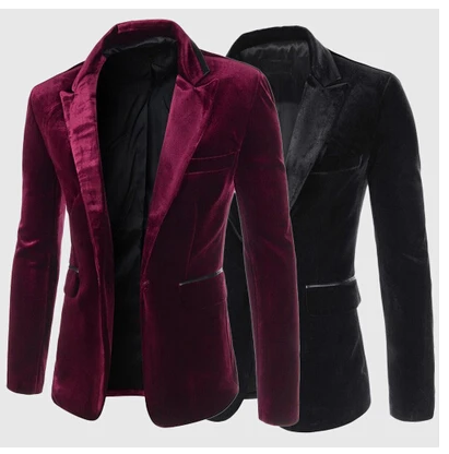 Мужские бархатный блейзер новые модные Slim Fit пиджак Большие размеры 5XL 6XL 4 вида цветов одной кнопки Весна пальто осенне-зимняя верхняя одежда