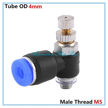 

5PCS 4mm Tube - M5 ( 5mm) Male Thread Push to connect Fitting Elbow Pneumatic Speed Flow Controller Fittings SLA4-M5