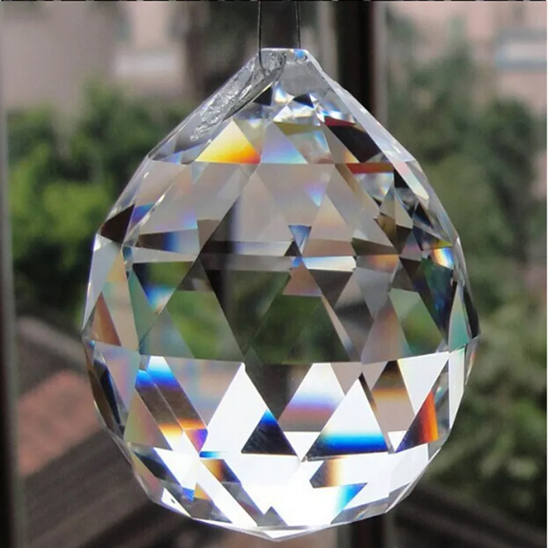 Handmade 30mm Cut Faceted Glass Prism Crystal Diamond Light Ball