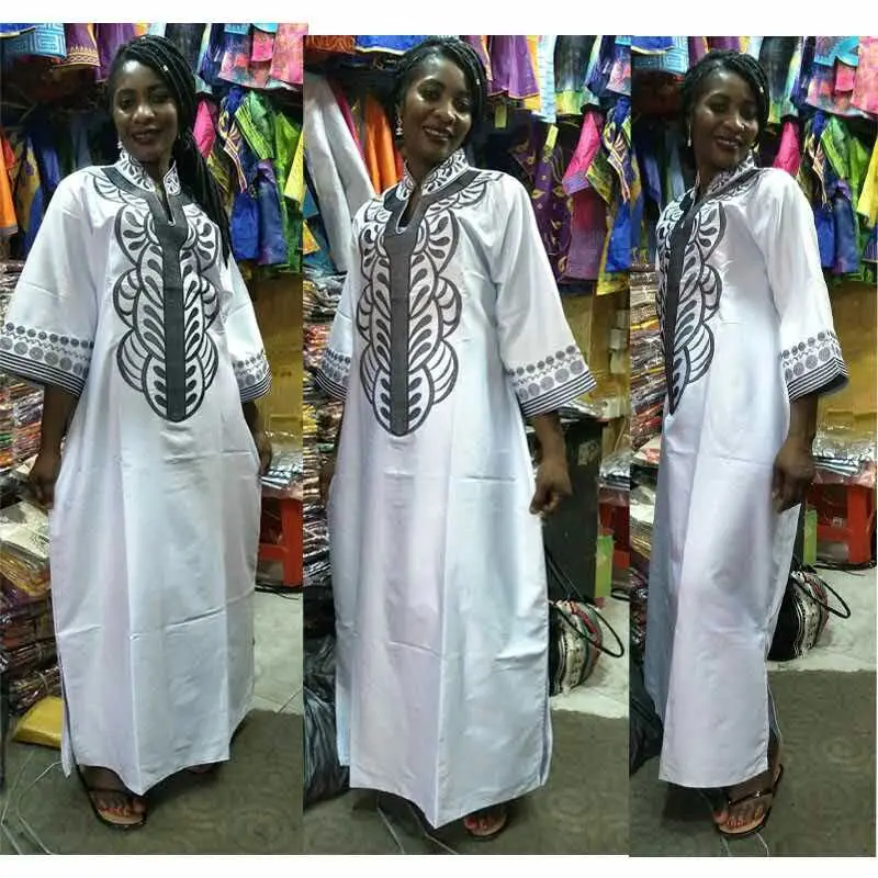african fashion style African New Bazin Embroidery Dresses Long Dress Without  Scarf Soft Material LA066 african couple outfits