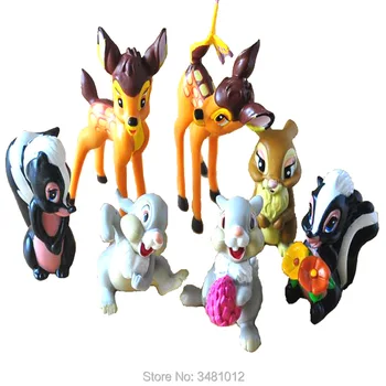 

Bambi Flower Thumper PVC Action Figures Bird Sounds Deer Animals Mini Anime Figurines Kids Classic Toys Children Gift 7pcs/set