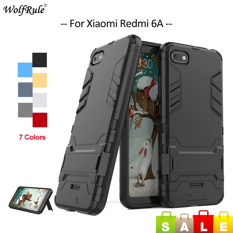 

For Cover Xiaomi Redmi 6A Case TPU & PC Holder Bumper Housings Redmi 6A Phone Case For Xiaomi Redmi 6A Cover Funda 5.45''