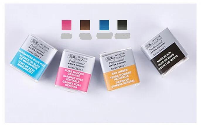 Winsor Newton, роскошный мастер-комплект, 4 сплошных акварельных стержня/трубки/блока+ 4 акварельных маркера+ 10 арок, набор бумаги