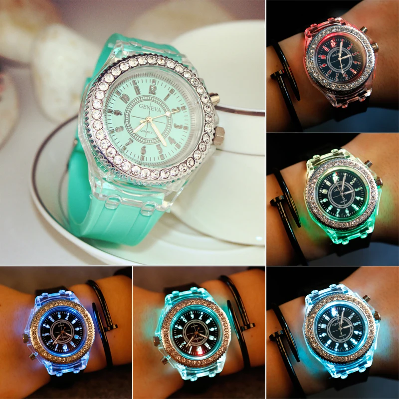 Luminous LED Children Watches Silicone Rubber Quartz Woman Man Wristwatch Glowing in the dark Bracelet Casual Clock for Kids