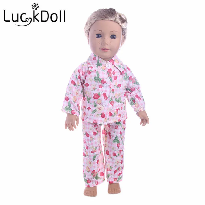 Luckdoll Cherry принт пижамы костюм подходит для дюймов 18 дюймов Американский кукольная одежда куклы