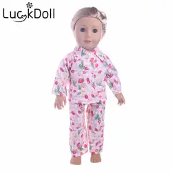 Luckdoll Cherry принт пижамы костюм подходит для дюймов 18 дюймов Американский кукольная одежда куклы