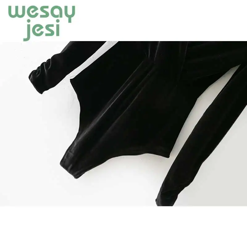 Women Bodysuits Beading Elegant Jumpsuit Black Velvet Bodysuit 2019 new Long Sleeve Ladies Bodysuits Women Bodysuits Beading Elegant Jumpsuit Black Velvet Bodysuit 2019 new Long Sleeve Ladies Bodysuits