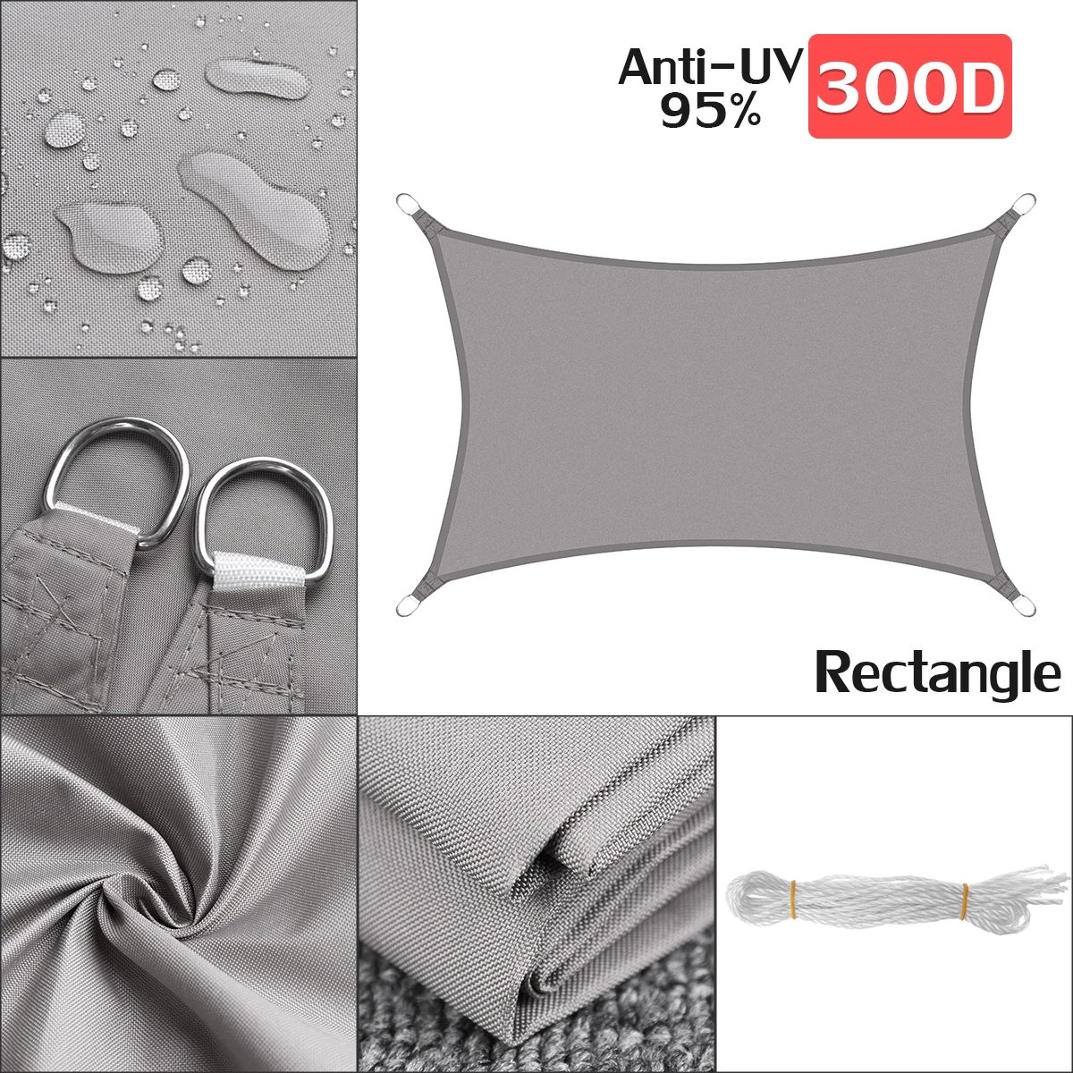 160GSM رمادي عالية الكثافة البولي ايثيلين Farbic مستطيل 2x3/2x4 متر قابل للسحب الشمس الظل المأوى في الهواء الطلق الشمس المأوى الشمس الظل 160GSM رمادي عالية الكثافة البولي ايثيلين Farbic مستطيل 2x3/2x4 متر قابل للسحب الشمس الظل المأوى في الهواء الطلق الشمس المأوى الشمس الظل