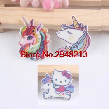 

New Cartoon unicorn Acrylic flatback planar resin diy decoration crafts DIY handmade materials 1.2inch ALRET1432
