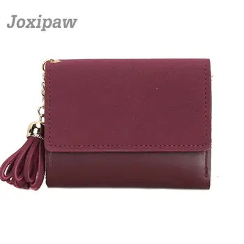 

Women Wallet Female Leather Coin Purse Short Tassel Scrub Card Holder Small Wallets High Quality Trifold Multifunctional Purses