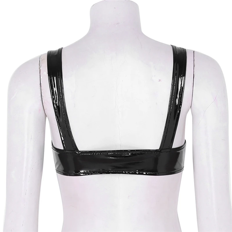 Women Hot Erotic Lingerie Bra Latex Rubber Fetish Bra with Cut-out Breasts Erotic Underwear Open Cups Bra Vest Tank Crop Tops