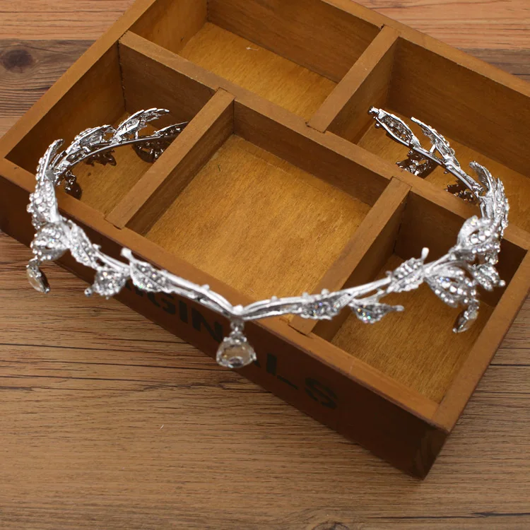 Crown famous brand 3 pieces Headwear + earrings + necklace bride  Crystal Crown headdress jewelry sets Korean wedding girlfriend gift (8)