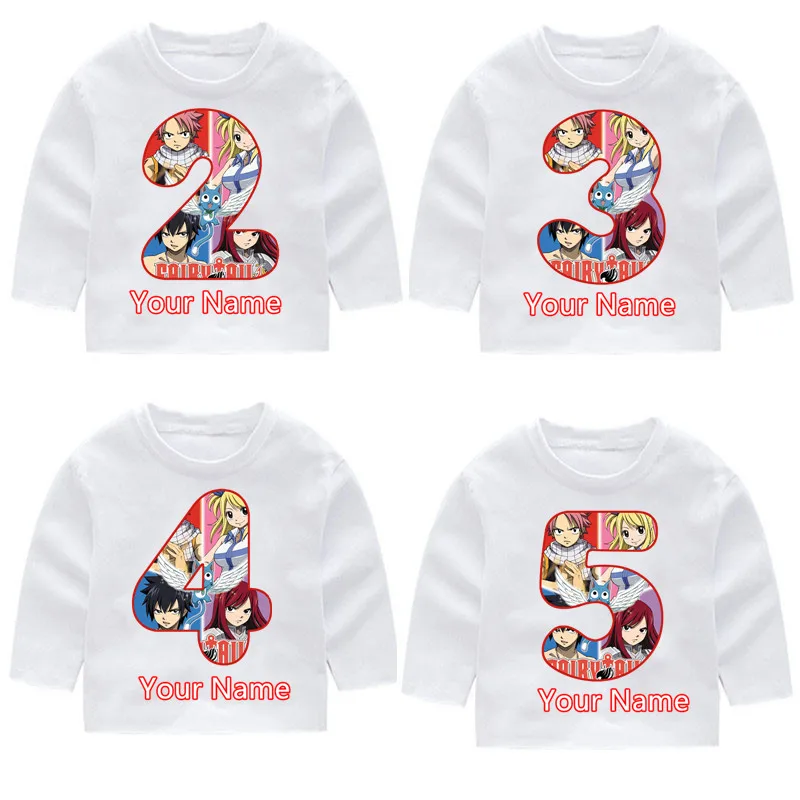 

Fairy Tail Boys and Girls Print Birthday Number Long Sleeve T-shirts Children's Fall Long Sleeve Tops Baby Girl Harajuku Clothes