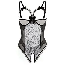 Plus Size Open Bra Open Crotch Women Lace Sexy Lingerie Hot Transparent Babydoll Dress Erotic Costumes