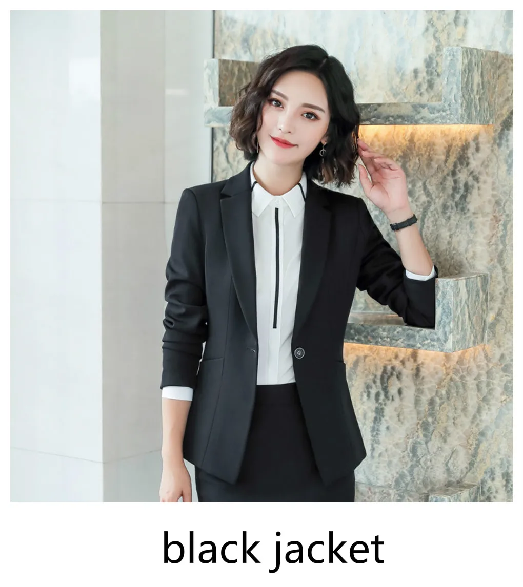 Тонкий женский Блейзер, Женское пальто, костюм, формальная повседневная куртка, костюм на одной пуговице, женские блейзеры, офисная одежда, Casaco Jaqueta - Цвет: black blazer