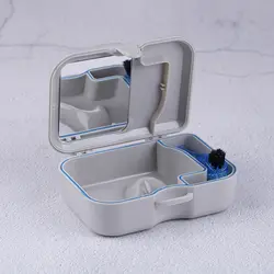 1 шт. Портативный накладные коробка для хранения зубов коробка для зубного протеза чехол с зеркалом и щеткой для чистки, Уход за зубами