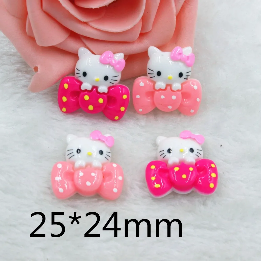 

10pcs/lot flat back resin cartoon cat with bow DIY resin cabochons accessories