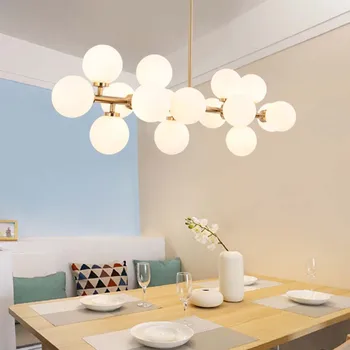 

Nordic modern pendant lights glass lamp black/gold magic beans simple hanging lamp ball bar bedroom led pendant lighting AC220V