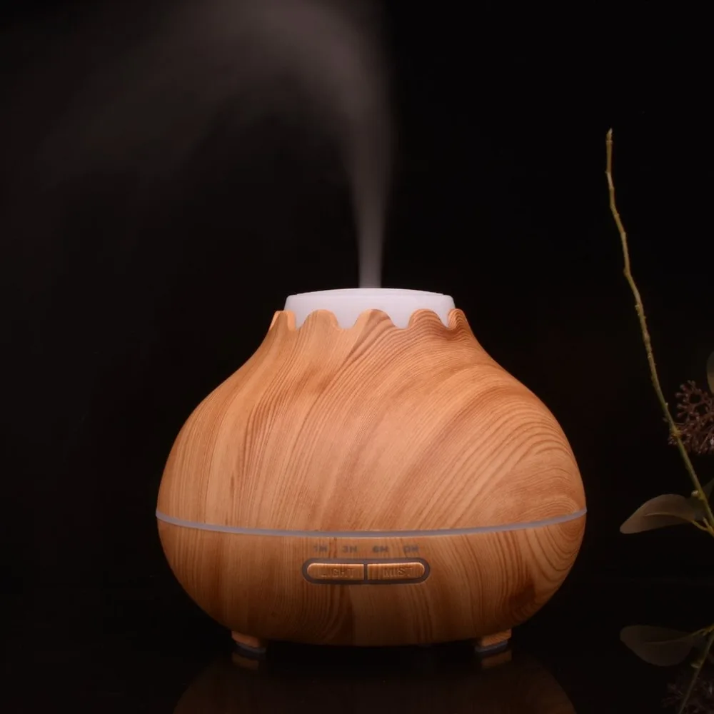 

ICOCO 400ml Wood Grain Air Humidifier Essential Oil Diffuser Aromatherapy Electric Mist Maker with LED Lights for Home Office