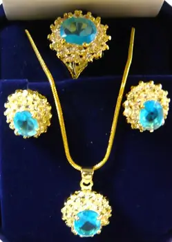 

free shipping 6color-fine red/pink/purple/blue zircon 18KGP bless earring pendant ring #7,8,9 can choose