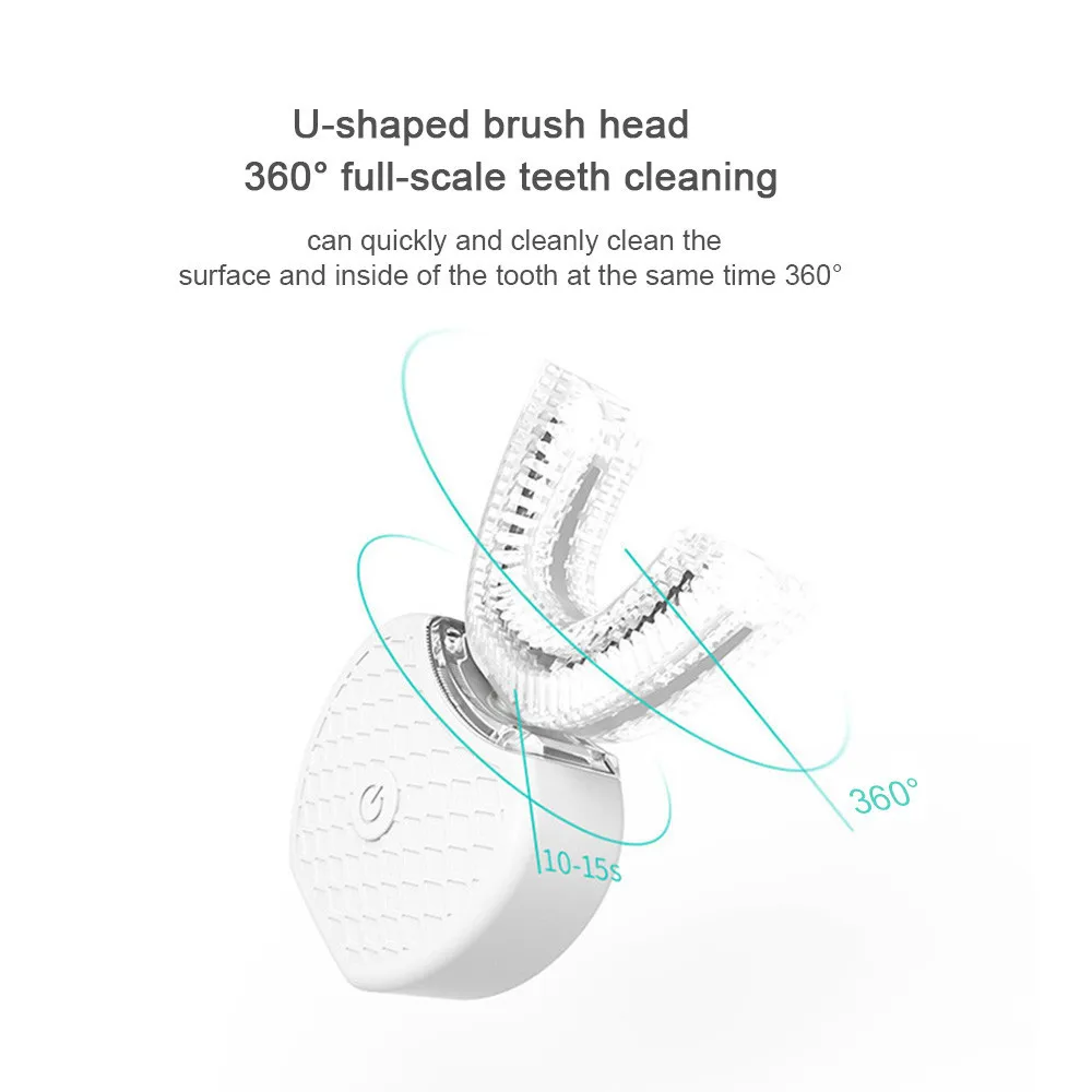 

NEW 360 Degrees Automatic Intelligent Electric Toothbrush Type U Modes 4 Tooth Toothbrush Bleaching Light Blue USB Charging p40