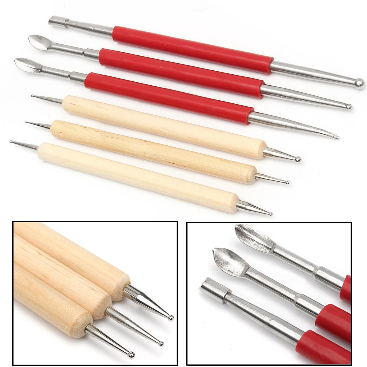 6pcs Carving Stylus Tool Spoon PMC Carving Modelling Splicing Embossing DIY Handmade Leather Craft