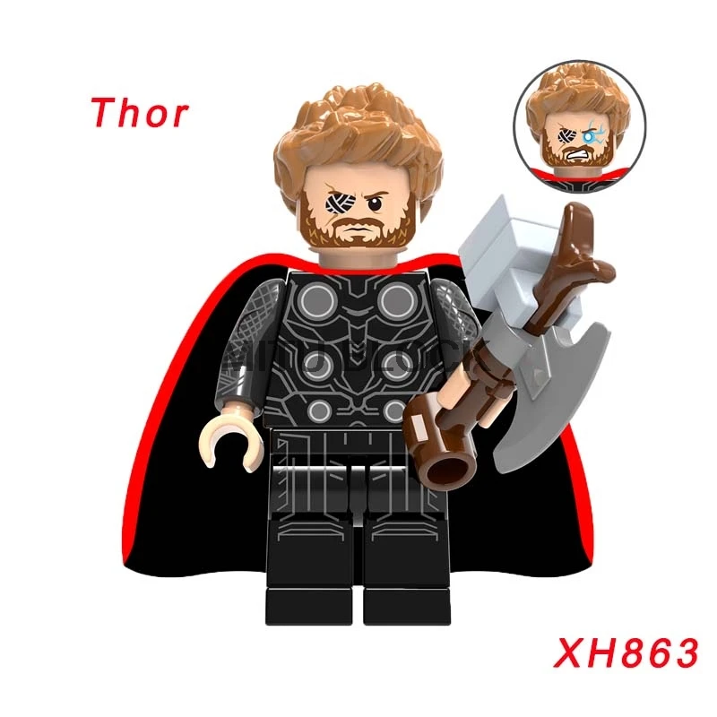 

XH863 Super Heroes Thor Odinson with Hammer Cape Captain America Hela Loki Dolls Building Blocks Children Gift Toys