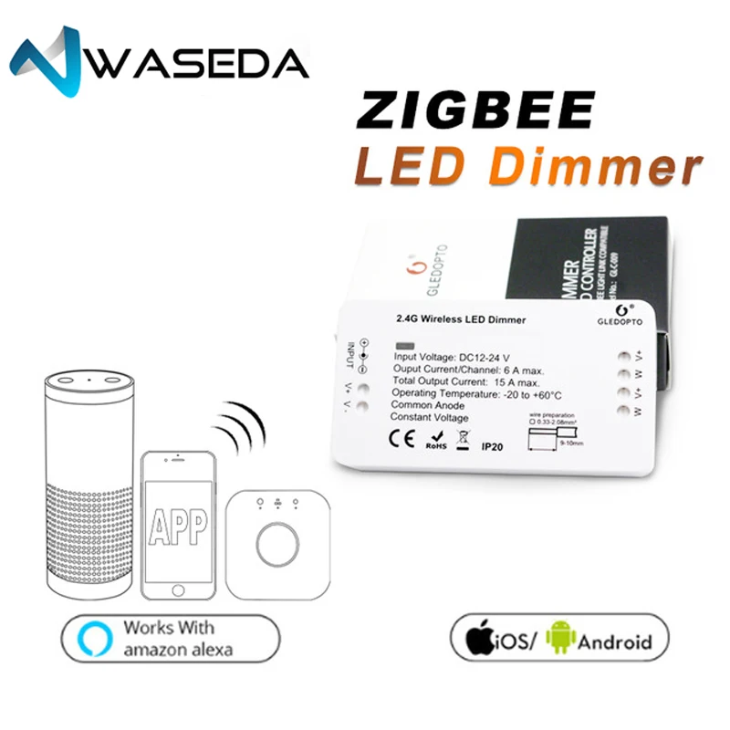 Васэда ZIGBEE brug светодиодный контроллер RGB CCT лента с диммером управления DC12/24 В comptible с amazon echo плюс оттенок zll Стандартный
