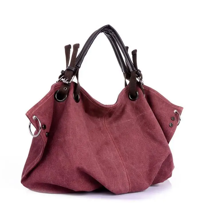 Новое поступление Женская сумка модная повседневная Холщовая Сумка Большая вместительная сумка через плечо много цветов BD866 - Цвет: Purple Red