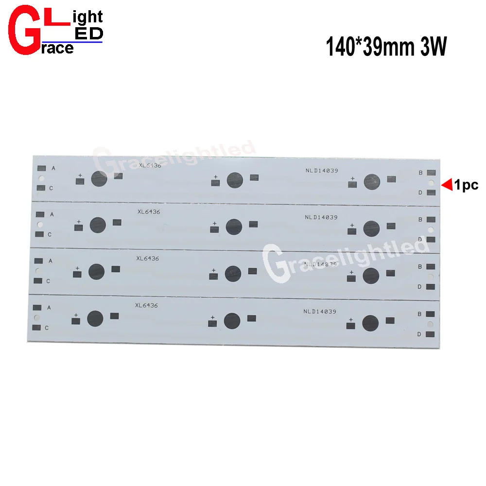 

10pcs/lot 140mm *16mm3LEDs Heat Sink LED Aluminum Base Plate PCB Board Substrate Kit DIY for 1 3 5 W Watt