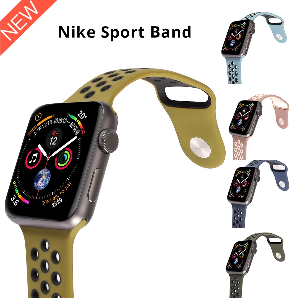 Спортивный силиконовый ремешок для Apple watch 5, 4, 44 мм, 40 мм, ремешок для часов Nike, ремешок для iwatch серии 5, 3, 2, 1, 42 мм, 38 мм, с металлической пряжкой