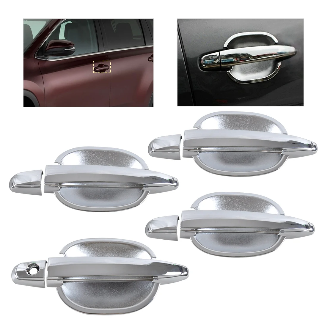 CITALL ABS Chrome Door Handle Cover + Cup Bowl Cover Trim for Toyota